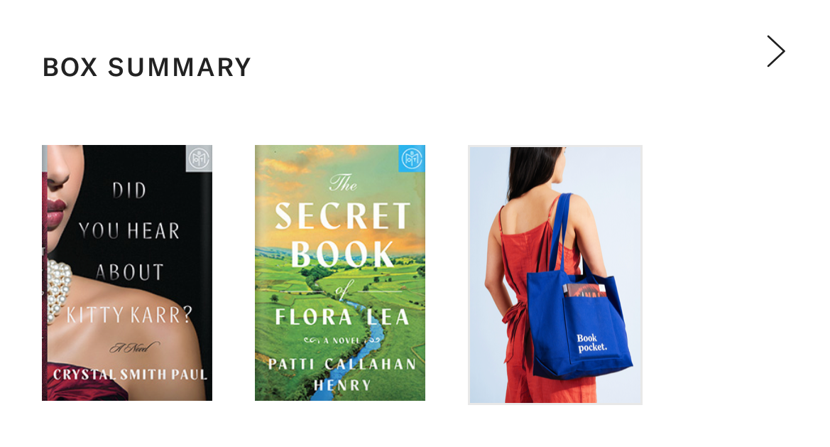 May Book of the Month Club Box with Did You Hear About Kitty Karr, The Secret Book of Flora Lea, and a book tote